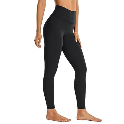 Obrázek CRZ YOGA Kartáčovaný pocit dámské sportovní leginy kalhoty na jógu High Waist neprůhledné fitness legíny 64/71 cm, černá