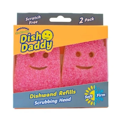 Obrázek Scrub Daddy Spülstab Schwamm Ersatzköpfe, Seifenspender Scheuerbürste, Texturwechsel Spülbürste mit Flüssigkeitsspender, Bürsten Schaber und abnehmbaren Kopfschwämmen, 2 Stück Rosa
