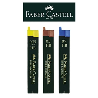 Obrázek Faber Castell Sada jemných náplní super polymer, 0,35/0,5/0,7 mm, HB, náhradní náplně, 3 ks