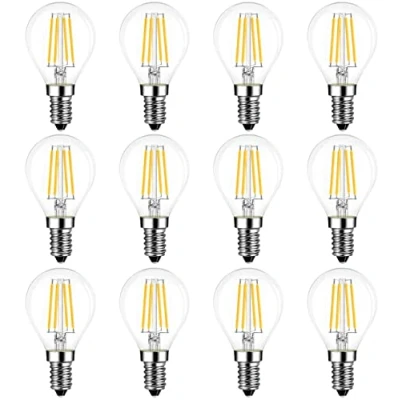 Obrázek LVWIT 4W E14 Filament LED žárovka žhavicí vlákno P45 tvar kapky, 2700K teplá bílá, náhrada za 40W žárovku, ultra jasná 470 lm, rustikální lampa styl vlákna čirá (balení 12 ks)