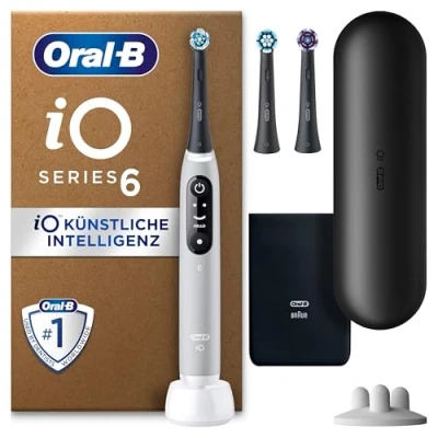 Obrázek Oral B iO Series 6 PLUS Edition Elektrische Zahnbürste/Electric Toothbrush, 3 Aufsteckbürsten, 5 Putzmodi für Zahnpflege, Reiseetui, Designed by Braun, Grey Opal