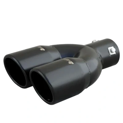 Obrázek Simoni Racing TRX/18N Runder Doppelauslauf aus schwarzem Edelstahl, Schräg, Universell, Schwarz