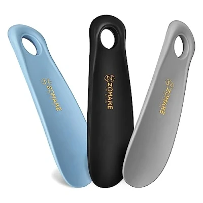 Obrázek ZOMAKE Mini lžíce na boty Malá umělá hmota, krátké nazouvák bot plast Shoe Horn Set 3 18. 5 cm s nástěnným držákem