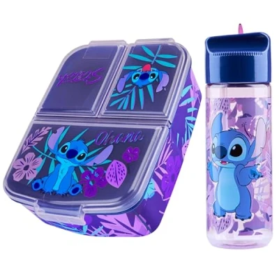 Obrázek Disney Stitch dětský box na oběd s přihrádkami a lahví vodu do školy výlety (modrá/fialová)