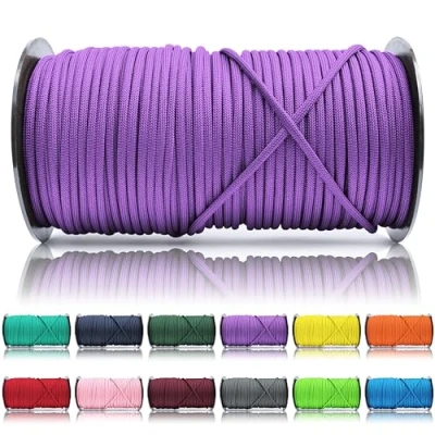 Obrázek Ganzoo Paracord 550 lano šeříková 4 mm šňůra typ 3, nylon a polyester, ideální pro ruční práce s vodítkem psy, obojek, náramek/survival outdoor, 100 metrů, univerzální 7 vnitřních pramenů