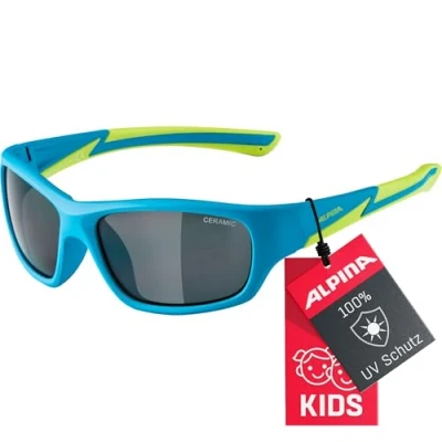 Obrázek ALPINA FLEXXY KIDS zrcadlové a nerozbitné sluneční brýle se 100% UV ochranou pro děti, modré matné lime, jedna velikost