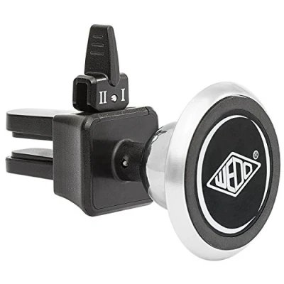 Obrázek Wedo 06015054 DOCK IT prémiovým KFZ magnetický držák pro smartphone/Auto větrací otvor, kov Kulový kloub, Pogumovaný kabelů Stříbrná/černá