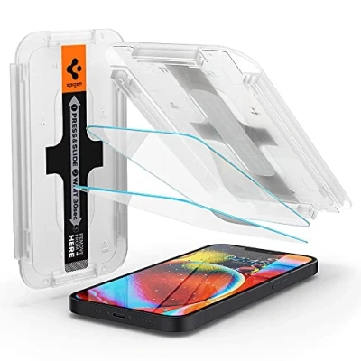 Obrázek Spigen Sklo. tR EZ Fit ochranná fólie kompatibilní s iPhone 13 Mini, 2 kusy, odolná proti poškrábání, tvrdosti 9H