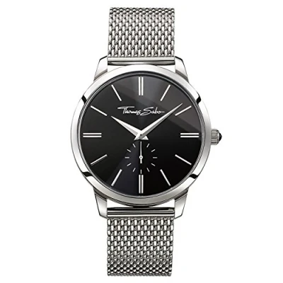 Obrázek Thomas Sabo Unisex náramkové hodinky černé analogové quartzové ušlechtilá ocel WA0152 201 203 42 mm, černá/stříbrná, Náramek