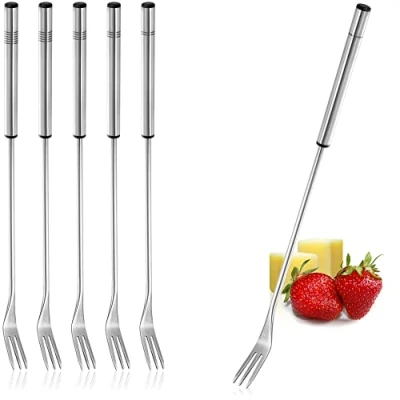 Obrázek COM FOUR® 6 x vidličky na fondue z nerezové oceli příbor vhodný do myčky špízy s rukojetí ušlechtilé (06 kusů rukojeť oceli)