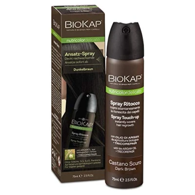 Obrázek BIOKAP Touch Up Ansatz Spray 75ml DUNKELBRAUN Grauen kaschieren in 1 Sekunde hält bis zur nächsten Haarwäsche Bio Arganöl TricoREPAIR Komplex