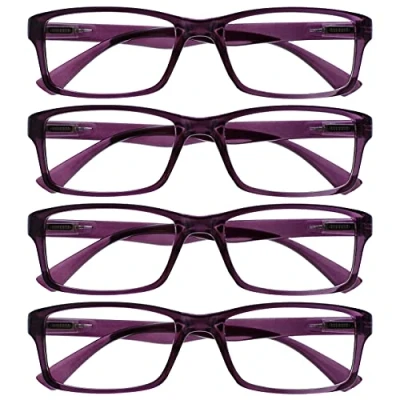 Obrázek OPULIZE Brýle na čtení firemní fialové čtenáře hodnota 4dílné balení designový styl pánské ženy RRRR92 5 +1,50