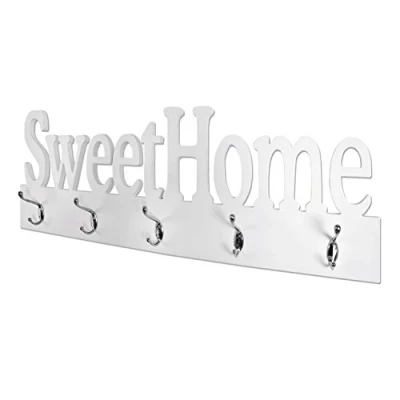 Obrázek HAKU Nábytek nástěnný věšák chrom, bílá, MDF rozměry: š 74 cm x v 28 h 7 cm, styl: moderní