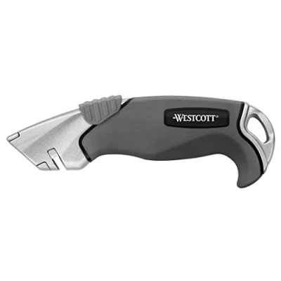 Obrázek Westcott E 84023 00 bezpečnostní nůž hliník s rukojetí Softgrip, šířka čepele 18 mm, šedá/černá