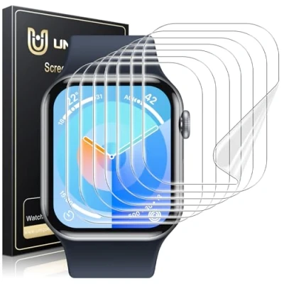 Obrázek UniqueMe pro Apple Watch Series 10 42 mm ochranná fólie 8 kusů, flexibilní TPU, iwatch ochrana displeje, bez bublin, měkká HD čirá na displej, plné zakrytí, proti prachu
