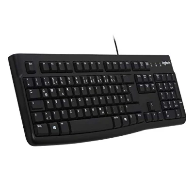 Obrázek Logitech K120 Kabelová Business klávesnice pro Windows a Linux, USB připojení, tiché psaní, robustní, ochrana proti stříkající vodě, stojan klávesnice, německé rozložení QWERTZ černá