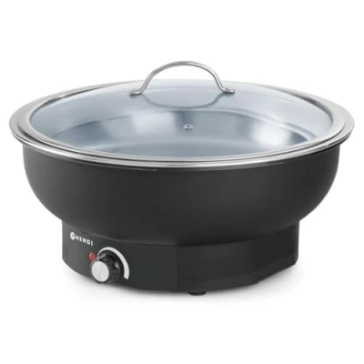 Obrázek HENDI Chafing dish Tesino, elektrická, nastavitelná do 85 C, nádoba na potraviny 6,8 l, ohřívač potravin, nádoba, 230 V, 500 W, ø 405 x (V) 248 mm, nerezová ocel, polypropylen