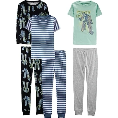 Obrázek Simple Joys by Carter&#039;s Jungen 6 teiliges Schlafanzug Set, eng anliegend, 6er Pack, Mehrfarbig/Streifen/Transformers, Jahre