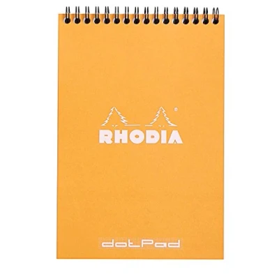 Obrázek RHODIA 16503C Poznámkový blok (s dvojitou spirálou, DIN A5, Dot mřížky, 80 g, 14,8 x 21 cm, listů) 1 kus pomeranče