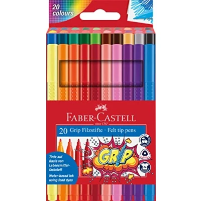 Obrázek Faber Castell, značkovač s širokou stopou, Grip Colour, 10 ks k dispozici 10dílné nebo 20dílné pouzdro, vícebarevné 20