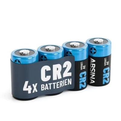 Obrázek ABSINA 4x CR2 3V lithiová baterie pro kameru, fotoaparát a mnoho dalšího odolná proti vytečení s dlouhou životností 800mAh CR2, CR 2 baterie,