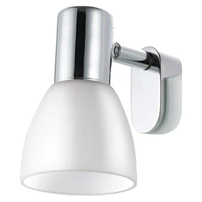 Obrázek EGLO Zrcadlová lampa samolepka, nástěnné svítidlo, osvětlení zrcadla z kovu a opálově matného skla, do koupelny v chromu, bílá, svítidlo vlhkých prostor, IP20, objímka E14