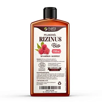 Obrázek Ricinový olej Bio 150 ml 100 % čistý, přírodní a lisovaný za studena řasy, obočí, vlasy, vousy, nehty