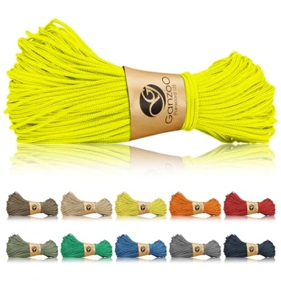 Obrázek Ganzoo Paracord 125 lano 1 mm tael šňůra, nylon &amp; polyester, univerzální na náramek, psí obojek, vodítko pro psy a knoflíky, taching, kempování přežití, neonově žlutá