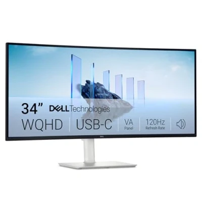 Obrázek Dell 34 Plus USB C Monitor S3425DW, WQHD (3440 x 1440), 21:9 Curved, 120 Hz, VA, 1 ms, AMD FreeSync Premium, HDR10, nastavitelná výška, zabudované reproduktory, 2 C, HDMI, USB, záruka 3 roky