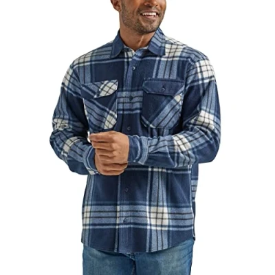 Obrázek Wrangler Authentics Pánská fleecová košile s dlouhým rukávem knoflíkovým límcem, Total Eclipse
