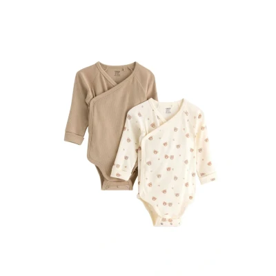 Obrázek Lindex WRAP Newborn Unisex 2 PACK Body pro děti, Velikost: 62, Beige