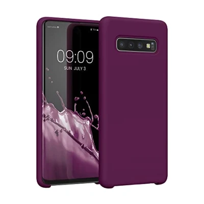 Obrázek kwmobile pouzdro kompatibilní s Samsung Galaxy S10 silikonové na mobil měkký povrch bezdrátové nabíjení bordeaux fialové