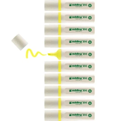 Obrázek edding 24 EcoLine Textmarker gelb 10 Keilspitze 2 5 mm zum schnellen und einfachen Markieren Hervorheben von Texten Notizen nachfüllbar, aus recycelbarem Material