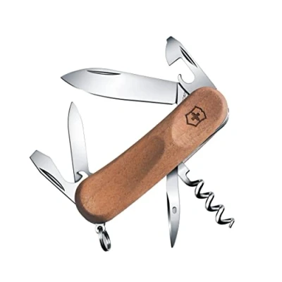 Obrázek Victorinox Švýcarský kapesní nůž, Evolution 10 Wood, Multitool, Swiss Army Knife s 11 funkcemi, čepel, šroubovák 3 mm, vývrtka