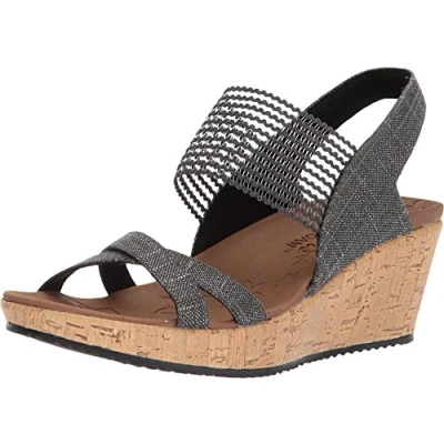 Obrázek Skechers Dámské sandály Beverlee High Tea, Black Sparkle Linen Gore Trim