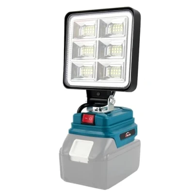 Obrázek AUTOJARE Akumulátorová lampa pro Makita 18 V 50 W bezdrátová reflektorová s 2 USB nabíjením, přenosné LED pracovní světlo opravy automobilů, domácí osvětlení, kempování, rybaření (4 palce,