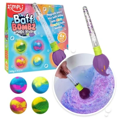 Obrázek Baff Bombz Magic Brush von Zimpli Kids, 4 x Badebomben, malen Sie Ihr Badewasser magisch, Taschengeld Kreatives Spielzeug für Kinder, Geburtstagsgeschenke Jungen &amp; Mädchen, Feuchtigkeitsspendende