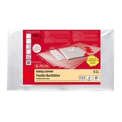 Obrázek Herlitz 50014750 obal na knihy pro školní easy cover, transparentní, všechny běžné formáty knih, 5 kusů