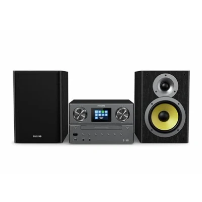 Obrázek Mikro hudební systém Philips TAM8905 100 W, Bluetooth, Spotify Connect, internetové rádio, DAB+, CD přehrávač, USB, basový reflex reproduktor, digitální regulace zvuku, klasický design s barevným
