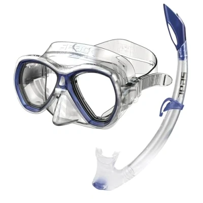 Obrázek Seac Set Elba, Schnorchelset aus hypoallergenem Silikon mit Maske und Schnorchel für Erwachsene, transparent/blau, Narrow