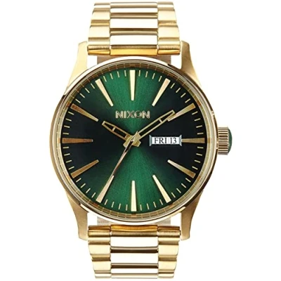 Obrázek Nixon Náramkové hodinky Sentry, Zlatá/Green Sunray, ušlechtilá ocel