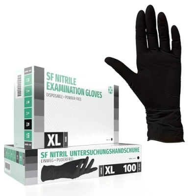 Obrázek nitrilové Rukavice 100 kusů v krabičce (XL, černá) na jedno použití, jednorázové rukavice, vyšetřovací bez pudru, latexu, nesterilní, disposible