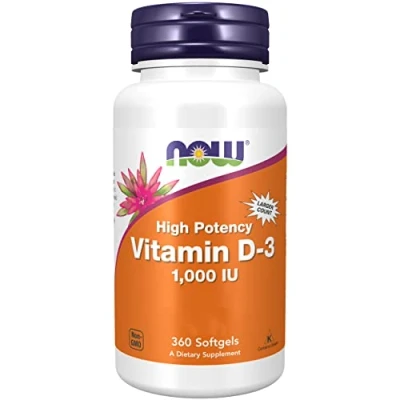 Obrázek Now Potraviny, vitamin D3, 1000 IU, 360 měkkých tobolek, laboratorně testováno, vysoká dávka, bez lepku, sóji
