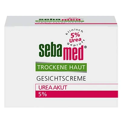 Obrázek Sebamed Suchý pleťový krém na obličej Urea Akut 5 procent, pro muže i ženy, znatelně zmírňuje pocit napětí a drsnost pomáhá obnovit rovnováhu vlhkosti pokožky
