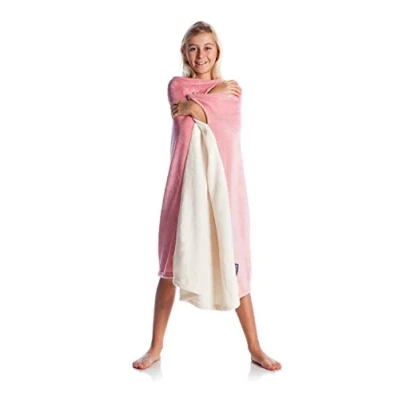 Obrázek Momonga ROSE hoodie KIDS, Tragbare decke mit Löchern für Hände und Arme aus fleich mikrofaser, blanket hoodie, geschenkideen kinder, oversized 80x90cm Rose/Beige, oversize.