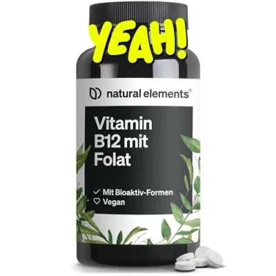 Obrázek Vitamín B12 180 veganských tablet na 6 měsíců 500 µg Vit a 200µg kyseliny listové v denní dávce vysoce dávkované, bez zbytečných přísad vyrobeno Německu laboratorně testováno