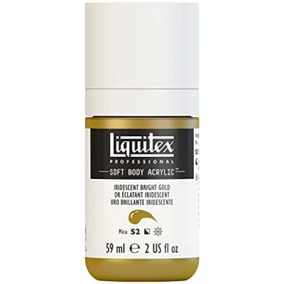 Obrázek Liquitex 1959234 profesionální akrylová barva Soft Body umělecká v krémové krycí konzistenci, vysoká pigmentace, stálobarevná a odolná proti stárnutí, 59 ml láhev irizující světlé zlato