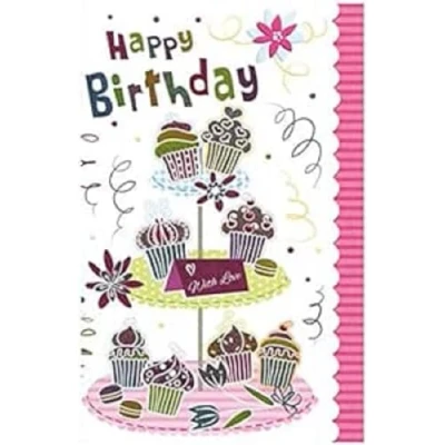 Obrázek Susy Card 40009537 narozeninová pohlednice &quot;Etažér s muffiny&quot;, rozměry: 17 x 11 0, 1 cm