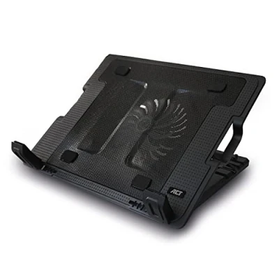 Obrázek ACT Laptop chladič 17 palců, stojan na Business Výškově nastavitelný (5 ergonomických poloh), 1 tichý ventilátor pro kancelář, USB port AC8110