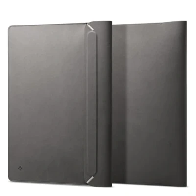 Obrázek Spigen Valentinus taška na laptop pouzdro 15 15,6 16 palců, kožené kompatibilní s MacBook Pro/Air, M1 / M2 M3 M4, Dell, Acer, ASUS, Hp, Lenovo, LG Gram atd. šedá